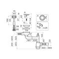 Схема Арматура для одночашевых моек с прямоугольным переливом Omoikiri WK-1-AB022